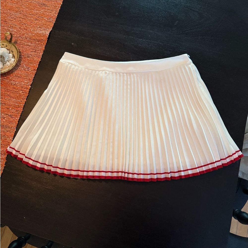 Zara White Pleated Mini Skirt with Red Accent (tennis style)